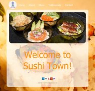  Sushi Town 5页面 日本寿司美食 外文版 英文版  带轮播特效 带留言联系表单 留学生定制