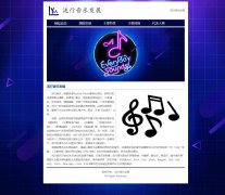 流行音乐发展 5页面 Popular Music 音乐主题 带flash动画 留言表单 