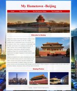 My Hometown -Beijing 4页面 家乡北京 留学生英文主题 HTML5+CSS3布局 带PSD设计<font color='red'>框架</font>草图